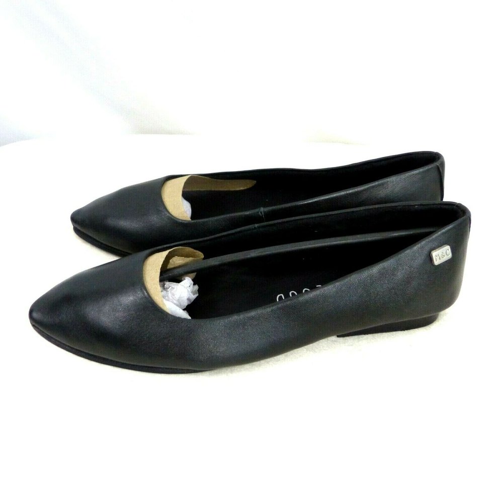 Musse & Cloud Womans Habana Slip On Ballet Flat Black Leather EUR 38